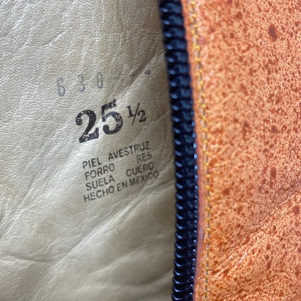 Lagarto Orange Yellow Embroidered Leather Point Toe Heeled Boots - Picture 10 of 12